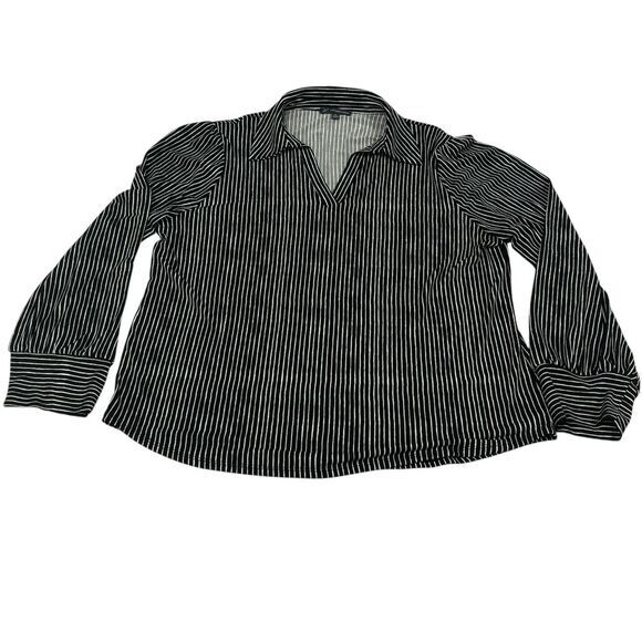 Adrianna‎ Papell Black White Stripes Blouse Top Women's Size XL - Picture 5 of 10